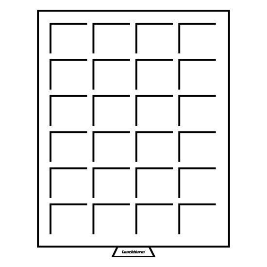 Leuchtturm 307311 Bandeja para monedas MB 24 divisiones esquinadas hasta 42 mm Ø, color humo Leuchtturm 307311 Bandeja para monedas MB 24 divisiones esquinadas hasta 42 mm Ø, color humo