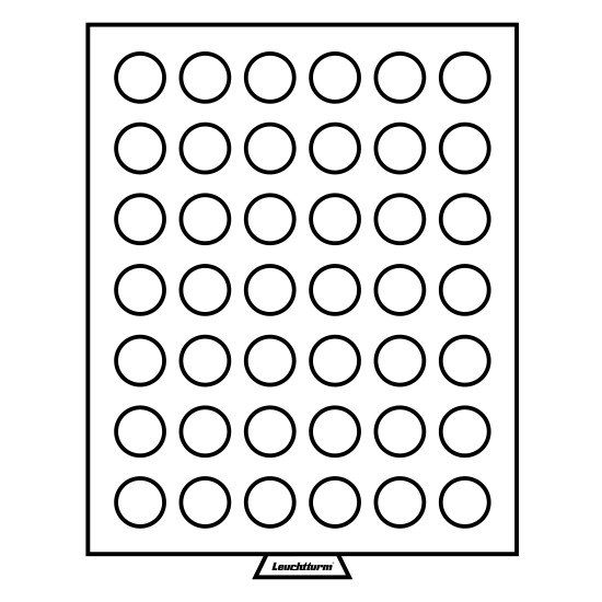 Leuchtturm 308554 Bandeja para monedas 42 divisiones redondas de 29 mm Ø, color humo Leuchtturm 308554 Bandeja para monedas 42 divisiones redondas de 29 mm Ø, color humo