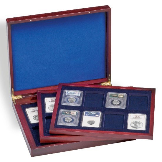 Leuchtturm 309278 Estuche para monedas VOLTERRA TRIO de Luxe, cada una para 8 US-SLABS Leuchtturm 309278 Estuche para monedas VOLTERRA TRIO de Luxe, cada una para 8 US-SLABS