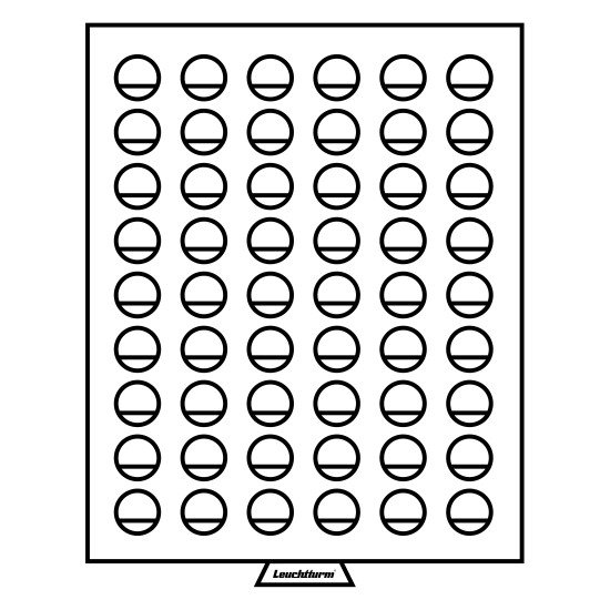 Leuchtturm 309858 Bandeja para monedas 54 divisiones redondas de 25,75 mm Ø, color humo Leuchtturm 309858 Bandeja para monedas 54 divisiones redondas de 25,75 mm Ø, color humo