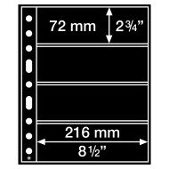 Leuchtturm 312682 Hojas de plástico GRANDE, con 4 bandas horizontales, negras