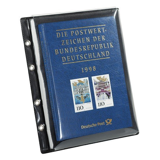Leuchtturm 313323 Hojas de plástico OPTIMA, para documentos muy gruesos, negro