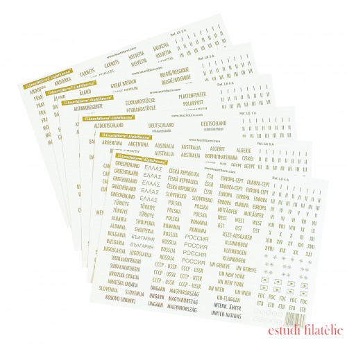 Leuchtturm 314091 Etiquetas de países con letra dorada Norte y Oeste de Europa