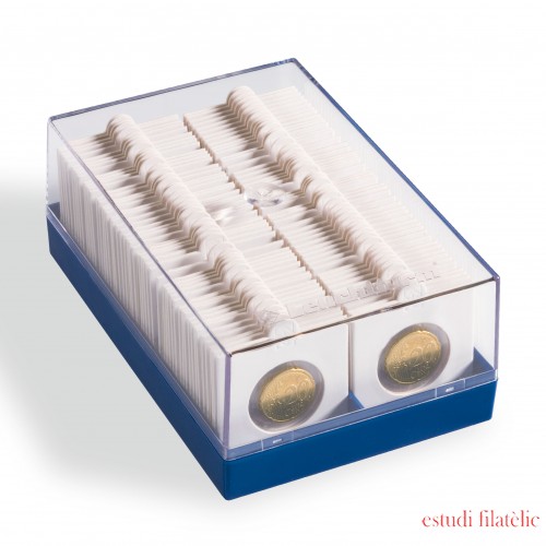 Leuchtturm 315511 Caja de plástico para 100 cartones de monedas, azul