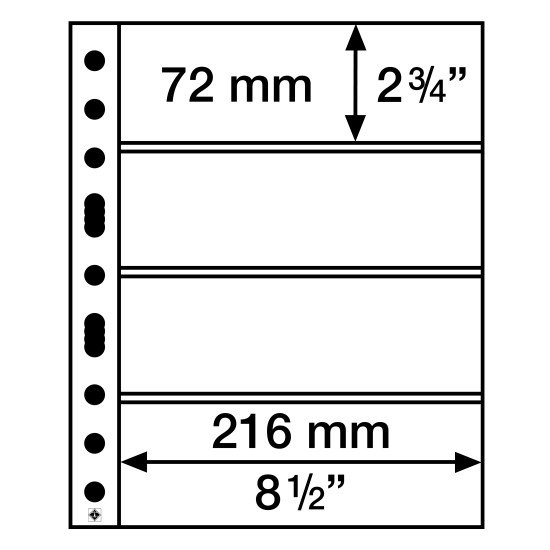 Leuchtturm 316329 Hojas de plástico GRANDE, con 4 bandas horizontales, transprentes Leuchtturm 316329 Hojas de plástico GRANDE, con 4 bandas horizontales, transprentes