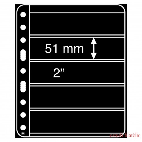 Leuchtturm 317000 Hojas de plástico VARIO PLUS, extra rígido, 5 divisiones, negro