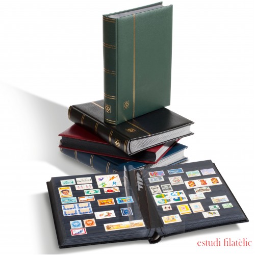 Leuchtturm 319358 Clasificador PREMIUM DIN A4, 64 páginas negras, tapa de cuero* acolchada, negro