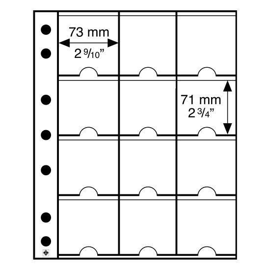 Leuchtturm 326120 Hojas de plástico GRANDE, con12 divisiones para cartones de monedas