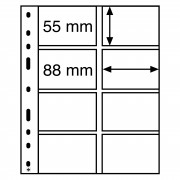 Leuchtturm 328118 Hojas de plástico OPTIMA, 4 divisiones, para tarjetas telefónicas, transparentes