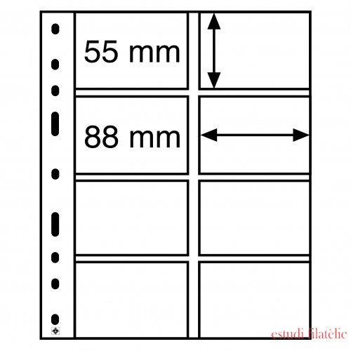 Leuchtturm 328118 Hojas de plástico OPTIMA, 4 divisiones, para tarjetas telefónicas, transparentes