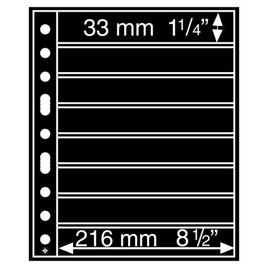 Leuchtturm 329179 Hojas de plástico GRANDE, con8 bandas horizontales, negras Leuchtturm 329179 Hojas de plástico GRANDE, con8 bandas horizontales, negras
