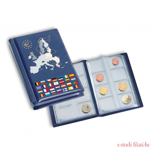 Leuchtturm 330102 Álbum de bolsillo con 2 hojas  para 2 series compl. de monedas de euro decurso legal,azul