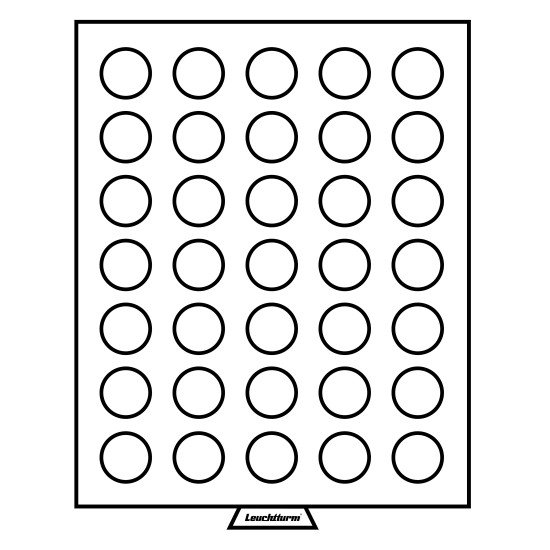 Leuchtturm 331868 Bandeja para monedas 35 divisiones redondas de 32,5 mm Ø, color humo Leuchtturm 331868 Bandeja para monedas 35 divisiones redondas de 32,5 mm Ø, color humo