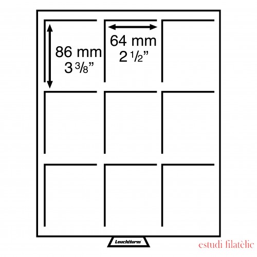 Leuchtturm 335666 Bandeja para monedas 9 divisiones esquinadas para cáps. de monedas americanas, color humo Leuchtturm 335666 Bandeja para monedas 9 divisiones esquinadas para cáps. de monedas americanas, color humo