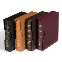 Leuchtturm 341940 Tapa de anillas OPTIMA, classic de cuero, con cajetín de cuero, negro