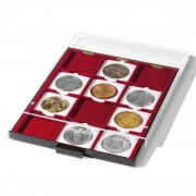 Leuchtturm 343230 Bandeja para monedas 12 divisiones cuadradas 67 x  67 mm, color humo
