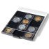 Leuchtturm 343232 Bandeja para monedas 12 divisiones cuadradas 67 x 67 mm, color humo, con bandeja negra
