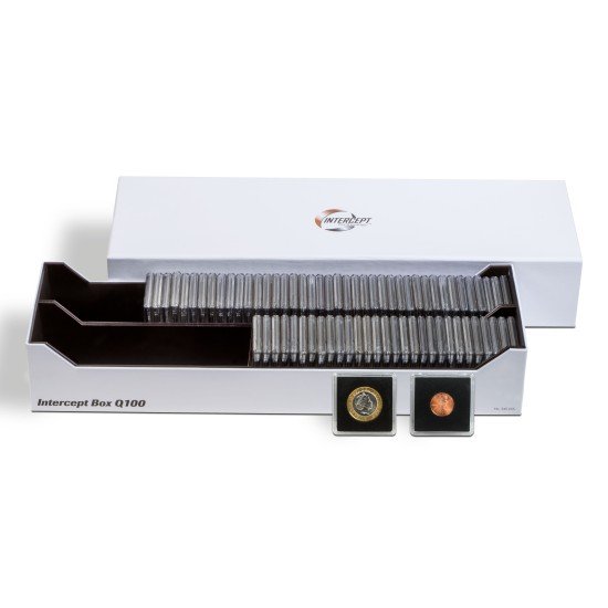 Leuchtturm 345235 Caja Intercept Q 100 para 100 cápsulas QUADRUM o aproximadamente 300 cartones de monedas Leuchtturm 345235 Caja Intercept Q 100 para 100 cápsulas QUADRUM o aproximadamente 300 cartones de monedas