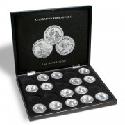 Leuchtturm 346441 Estuche para 20 monedas de plata Kookaburra en cápsulas, negro