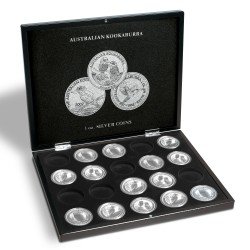 Leuchtturm 346441 Estuche VOLTERRA para 20 monedas de plata Kookaburra en cápsulas, negro
