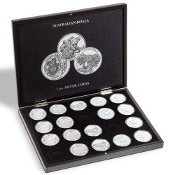 Leuchtturm 347920 Estuche VOLTERRA 20 monedas de plata Koala en cápsulas, negro