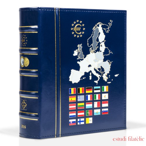 Leuchtturm 347924 VISTA álbum anual para monedas de euro 2016, con cajetín protector, azul