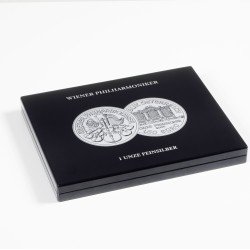 Leuchtturm 350448 Estuche VOLTERRA para 20 monedas de plata Filarmónica de Viena en cápsulas, negro