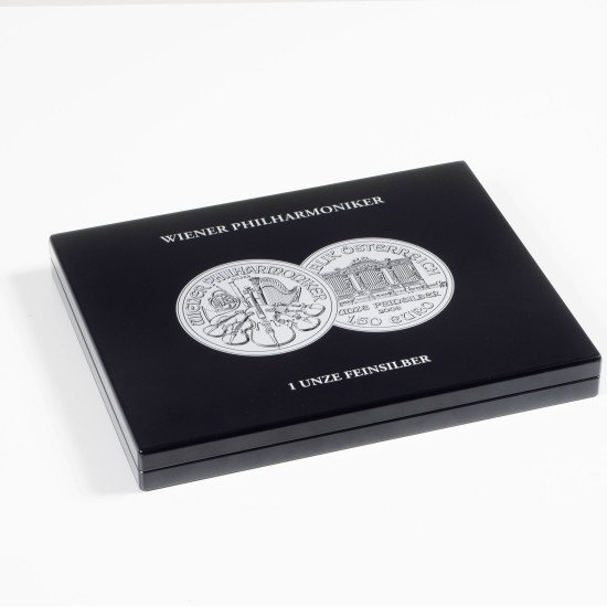 Leuchtturm 350448 Estuche VOLTERRA para 20 monedas de plata Filarmónica de Viena en cápsulas, negro Leuchtturm 350448 Estuche VOLTERRA para 20 monedas de plata Filarmónica de Viena en cápsulas, negro