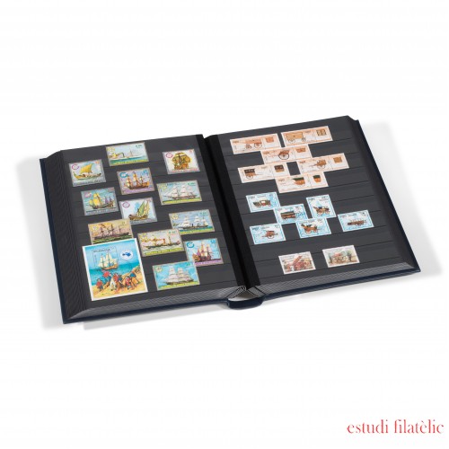 Leuchtturm 356722 Clasificador LEDER, A4, 64 páginas negras, tapa acolchada de cuero genuino, azul