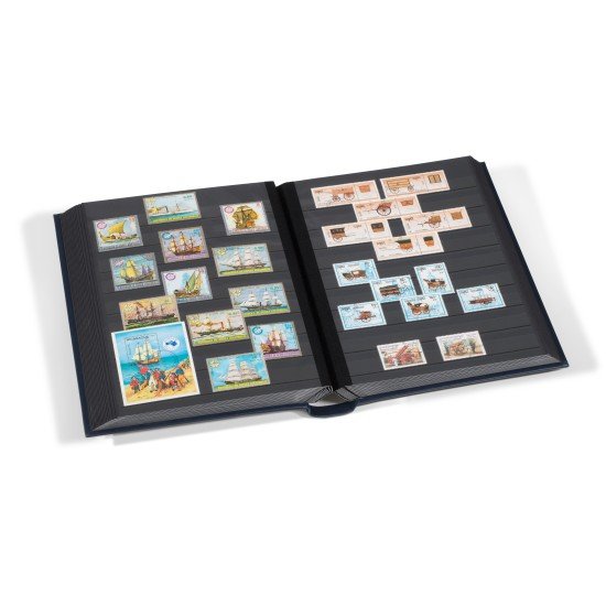 Leuchtturm 356722 Clasificador LEDER, A4, 64 páginas negras, tapa acolchada de cuero genuino, azul