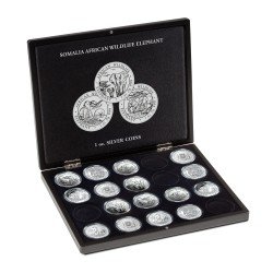 Leuchtturm 357306 Estuche VOLTERRA para 20 monedas de plata Somalia Elefante (1 oz.) en cápsulas Leuchtturm 357306 Estuche VOLTERRA para 20 monedas de plata Somalia Elefante (1 oz.) en cápsulas