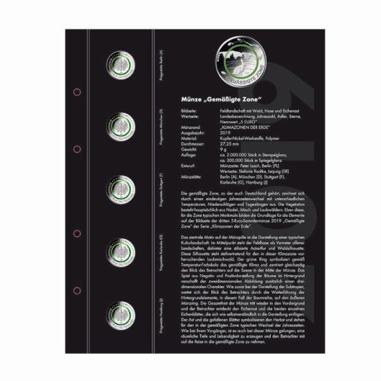 Leuchtturm 359226 Suplemento 2019 “Zona templada” para álbum preimpreso OPTIMA de 5 euros, tomo 1 Leuchtturm 359226 Suplemento 2019 “Zona templada” para álbum preimpreso OPTIMA de 5 euros, tomo 1