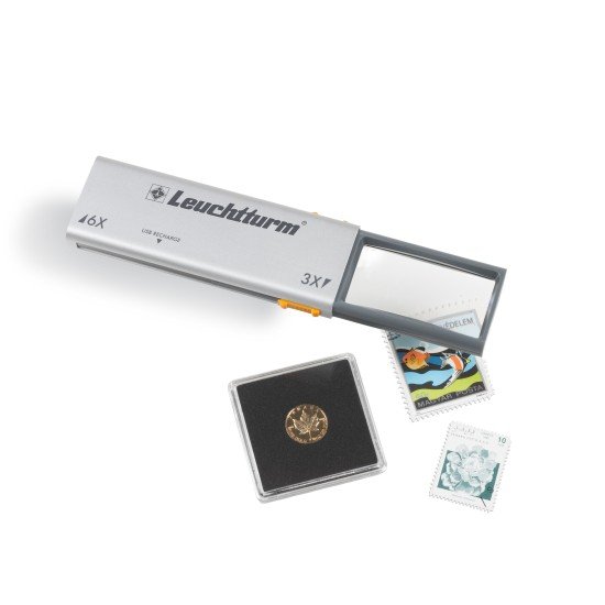 Leuchtturm 360730 Lupa desplegable-LED DUPLEX con 3 y 6 aumentos, recargable Leuchtturm 360730 Lupa desplegable-LED DUPLEX con 3 y 6 aumentos, recargable