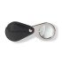 Leuchtturm 360758 Lupa de bolsillo plegable LU25 con 3 aumentos y funda de cuero auténtico negro