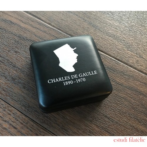 Leuchtturm 363077 Estuche NOBILE para 1 moneda 2 euros “Charles de Gaulle” en  cápsula, negro