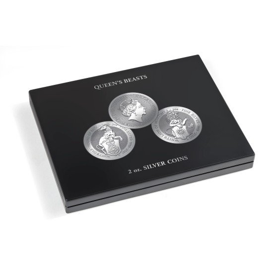 Leuchtturm 364641 Volterra Uno - Estuche para 11 monedas de plata «Bestias de la Reina» en cápsulas Leuchtturm 364641 Volterra Uno - Estuche para 11 monedas de plata «Bestias de la Reina» en cápsulas