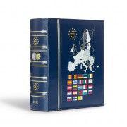 Leuchtturm 365237 VISTA álbum anual para monedas de euro 2022, con cajetín protector, azul