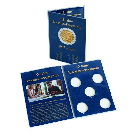 Leuchtturm 366077 Tarjeta para 5 monedas conmemorativas de 2 Euros „Erasmus Leuchtturm 366077 Tarjeta para 5 monedas conmemorativas de 2 Euros „Erasmus