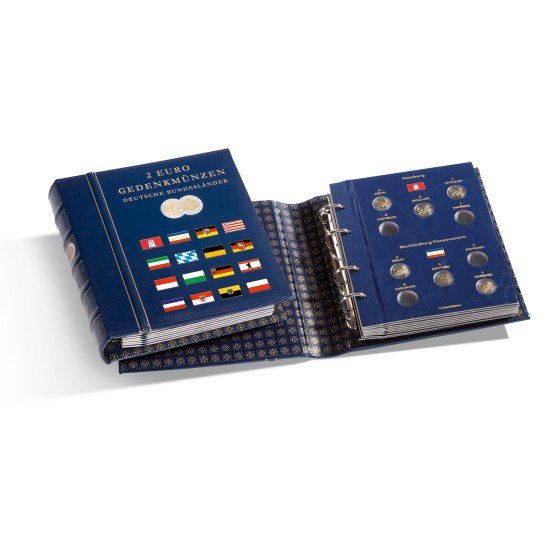 Leuchtturm 367371 VISTA Álbum para las monedas conmemorativas de 2 euros alemanas,con cajetín protector,azul Leuchtturm 367371 VISTA Álbum para las monedas conmemorativas de 2 euros alemanas,con cajetín protector,azul