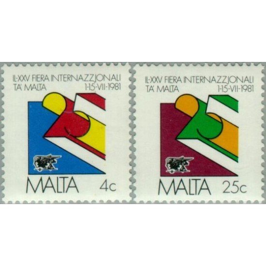 Malta 618/19 1981 25ª Feria internacional de Malta Símbolo y logo Malta 618/19 1981 25ª Feria internacional de Malta Símbolo y logo
