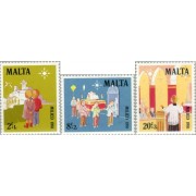 Malta 640/42 1981 Navidad Sorteo a favor de la infancia Ilustraciones de la fiesta de Navidad