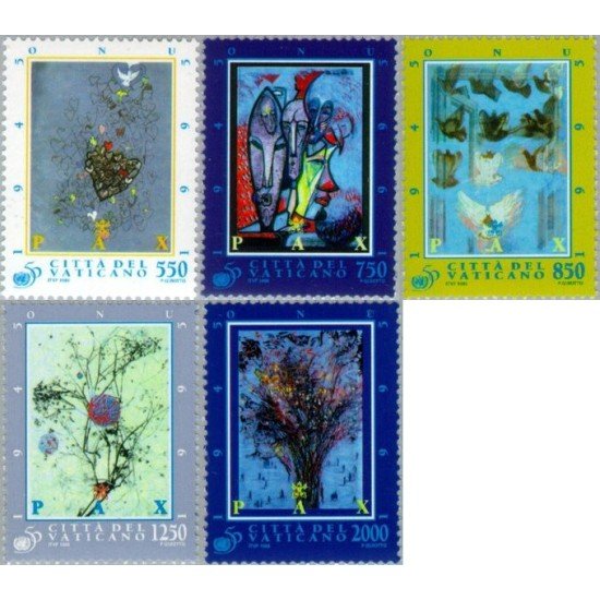 Vaticano - 1015/19 - 1995 50º Aniv. de la ONU Pinturas de P. Guiotto Lujo