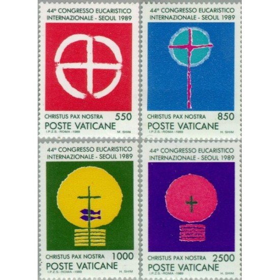 Vaticano - 860/63 - 1989 44º Congreso eucarístico inter. Seúl Lujo Vaticano - 860/63 - 1989 44º Congreso eucarístico inter. Seúl Lujo