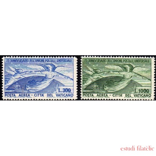 Vaticano Aéreo 18/19 1949 75º Aniversario de la  UPU MNH