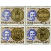 Vaticano  Nº 694/97   1980  300º Aniv. muerte de G. L. Bernini Obras sobre medallas Retrato Lujo