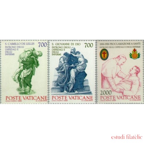 Vaticano - 797/99 - 1986 Cent. de la proclamacion de ST. Juan de Dios y Camille de Lellis como patrones de hospitales y enfermos Lujo
