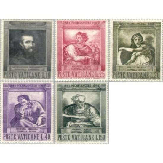 Vaticano  Nº 405/09  1964  4º Centº muerte de Miguel Angel Lujo