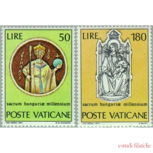 REL/S Vaticano  Nº 531/32   1971  Milenario de St. Etienne rey de Hungría Lujo