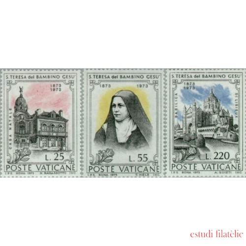 REL/S Vaticano  Nº 555/57   1973  Cent. de Sta. Teresa del niño Jesús Casa Retrato Basílica Lujo