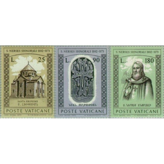 Vaticano - 566/68 - 1973 8º Cent. muerte de Narsès Shnorali Lujo
